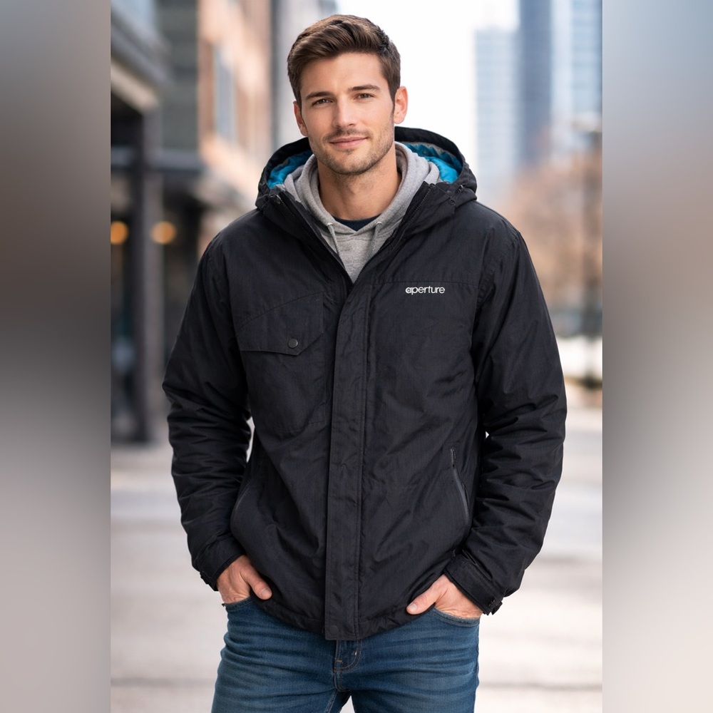 Aperture Men's Black Hooded Insulated Ski Snowboard Performance Jacket Sz Large